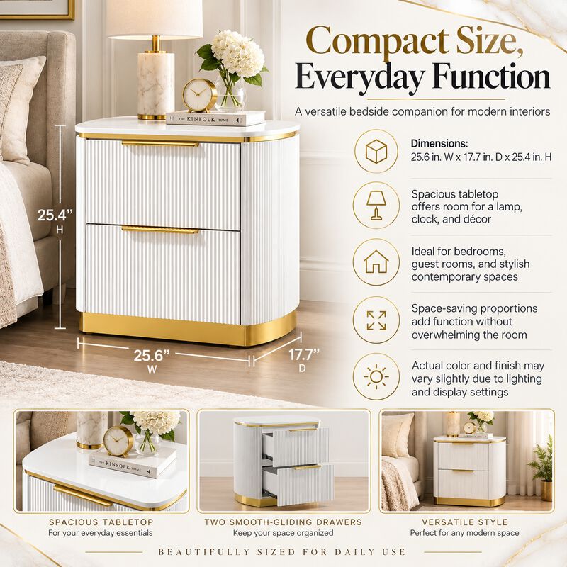 Lioraque Fluted 2-Drawer Nightstand image number 5