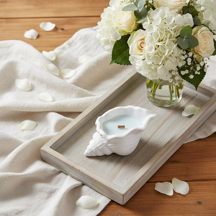 HomeRoots 6" Unscented Soy Wax Candle In White Resin Novelty Holder