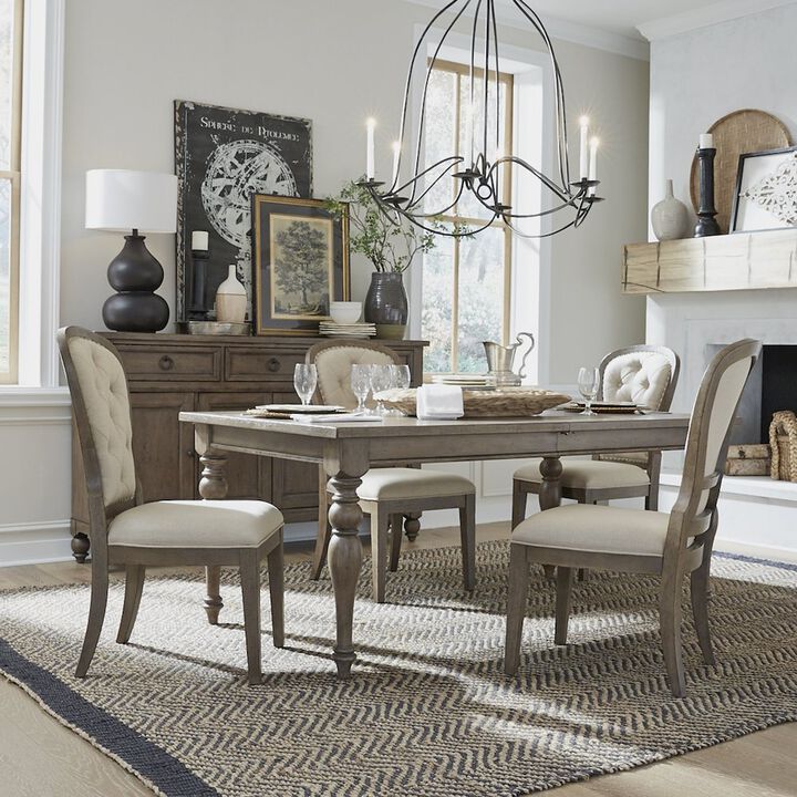 Liberty Furniture Americana Farmhouse Optional 5 Piece Leg Table Set in Dusty Taupe & Black color