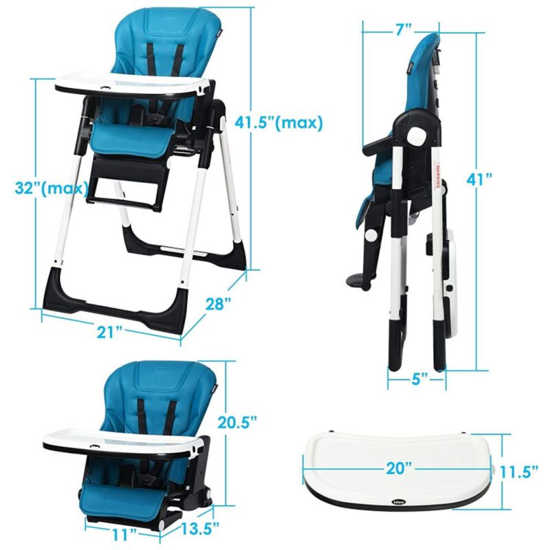 Hivvago 4-in-1 High Chair Booster Seat with Adjustable Height and Recline