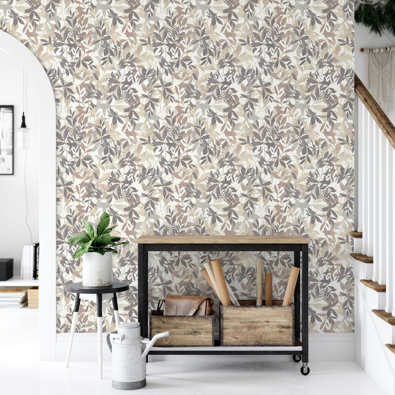 Georgianna Neutral Botanical Leaves Wallpaper image number 5