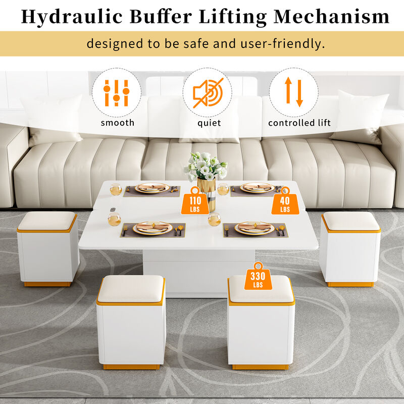 Merax Convertible Coffee Table with Lift Mechanism & Foldable Dining Extension image number 5