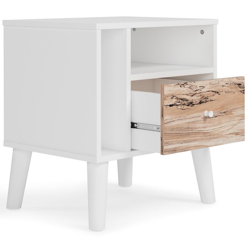 Ella 24 Inch Modern Nightstand, 2 Compartments, Round Knobs, White, Brown - Benzara