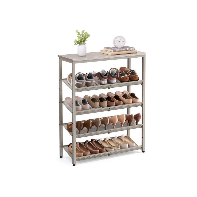 Shoe Organizer Rack with 5 Shelves and Extra Top Space &ndash; Tall Storage Unit for Footwear, Bags & Small Items