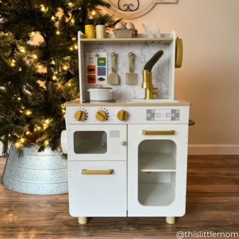 Teamson Kids Little Chef Memphis Play Kitchen + 16 Accessories and Interactive Toy Appliances, White/Gold image number 6