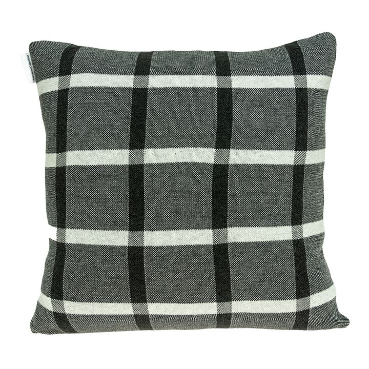 20” Iron Gray and Black Transitional Striped Knitted Square Throw Pillow