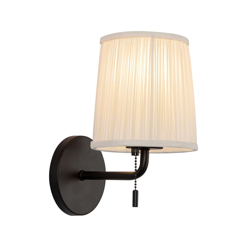 Scout 10-in Damp-Rated Wall/Vanity Light with Patterned Pleated Linen Shade image number 3