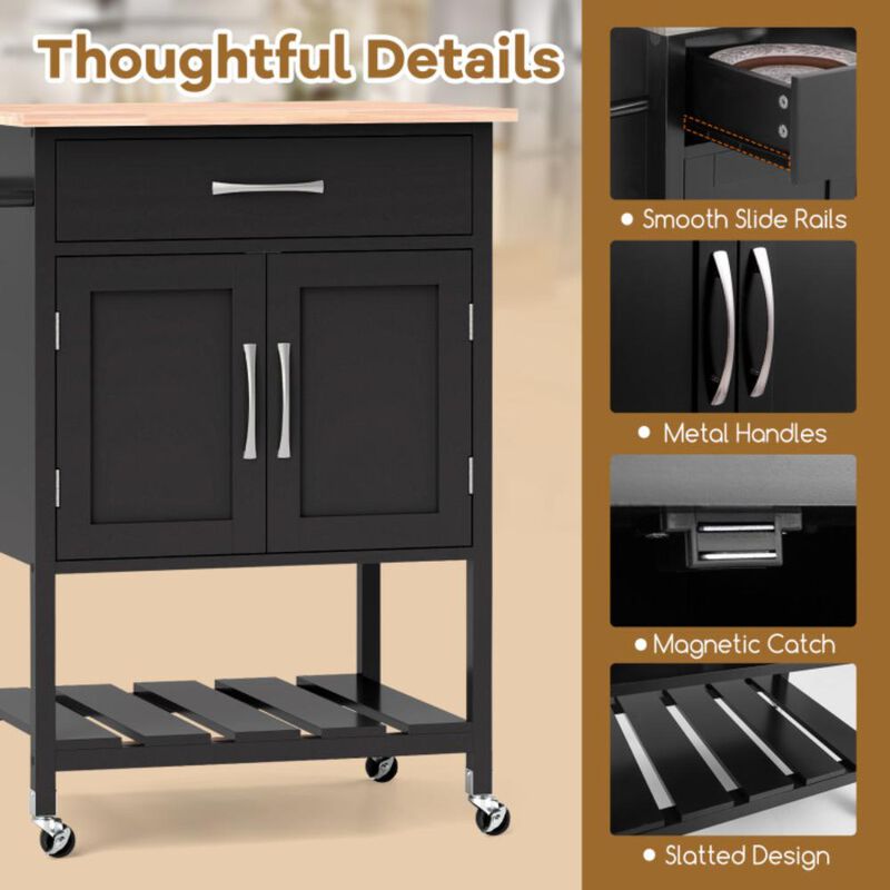 Hivvago Rolling Kitchen Island Cart with Drawer and Towel Rack