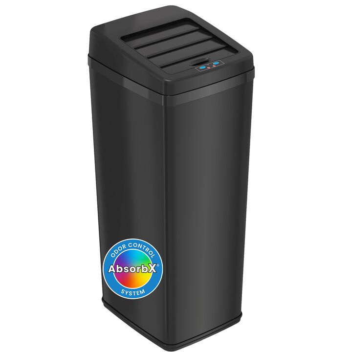 iTouchless 14 Gallon Black Sliding Lid Sensor Trash Can