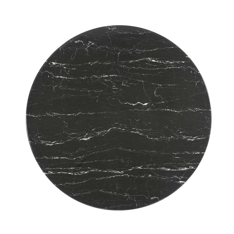 Modway - Lippa 40" Artificial Marble Dining Table Black Black