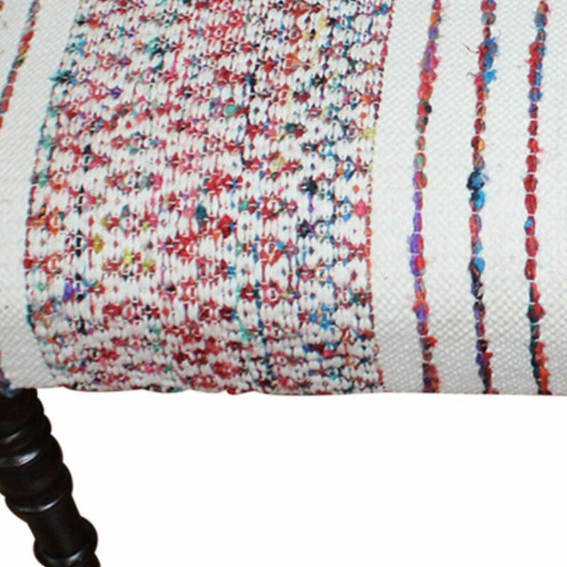 Stylish Upholstery Bench &ndash; Chevron Stripe Fabric Design with Strong Wooden Legs