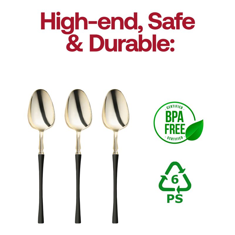 Gold with Black Handle Moderno Plastic Dinner Spoons (240 Spoons) image number 5