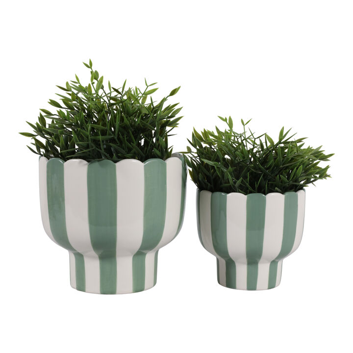 S/2 Striped Pedestal Planter