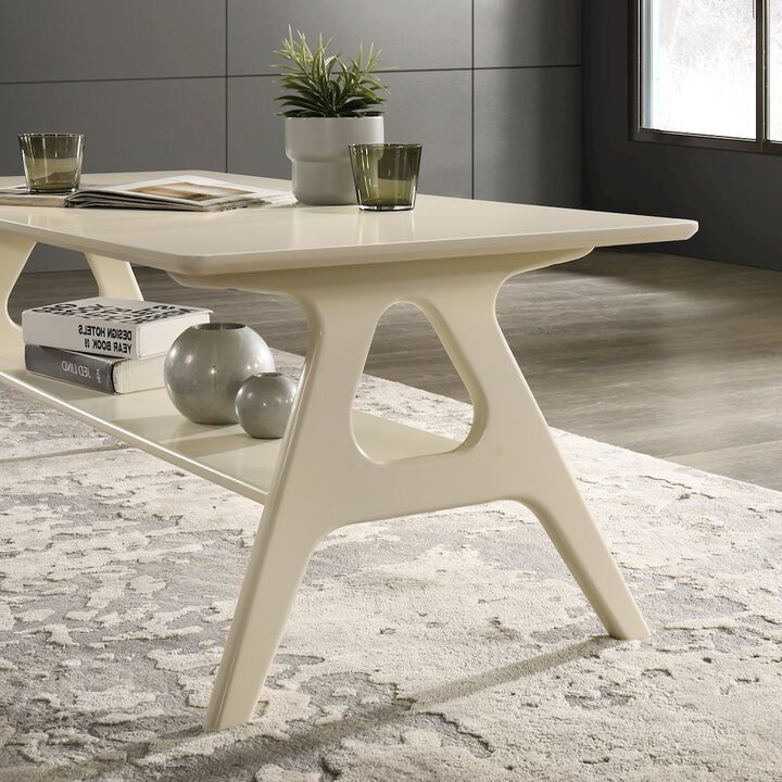 Roundhill Furniture Arona Mid Century Modern Wood Shelf Coffee Table