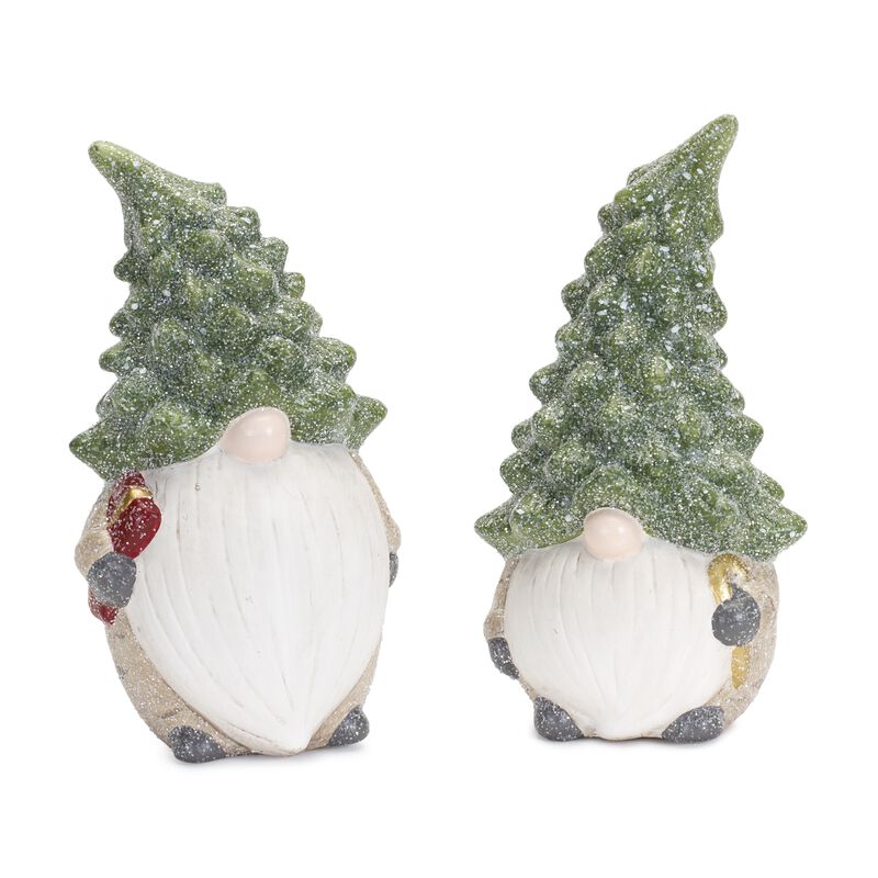 Set of 2 Gnome with Tree Hat – Christmas Decorations for Home, Mantel, and Winter Display