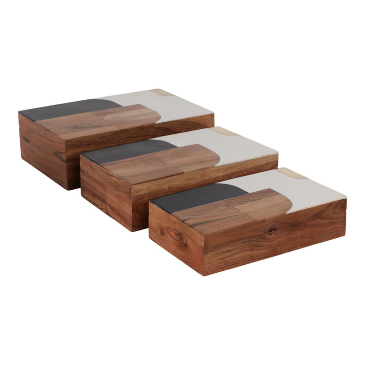 S/3 10/11/12" Mid-century Boxes, Multi