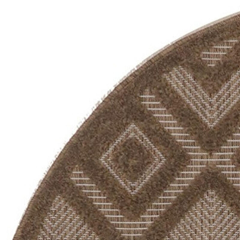 HomeRoots Round Geometric Indoor Outdoor Area Rug image number 2