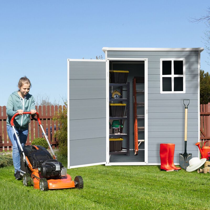 5ft x 3ft Resin Outdoor Storage Shed with Floor and Lockable Door for Backyard image number 2