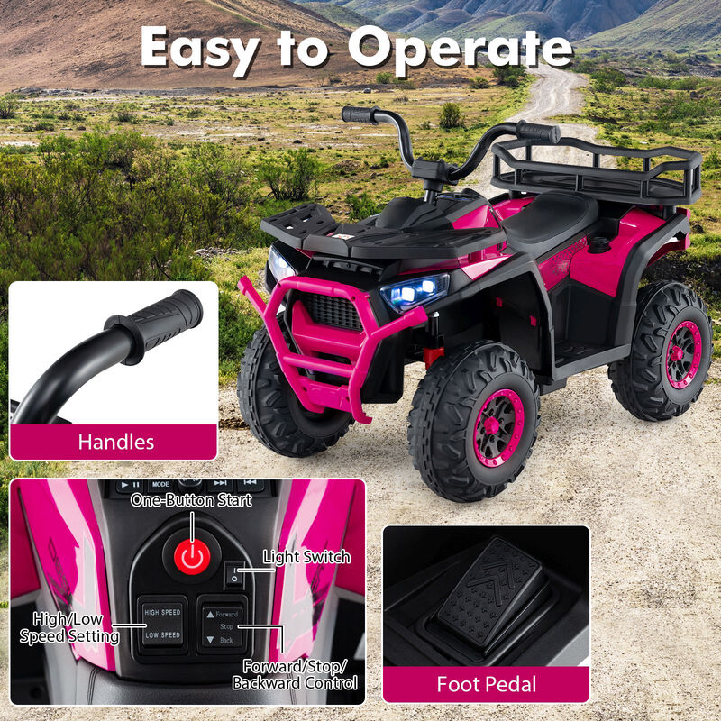 24V Kids Ride-On ATV Quad with LED Lights, Sound Effects and Electric Motor image number 4