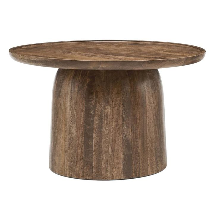 Round Wood Coffee Table with 17.5-inch Height and 30-inch Diameter