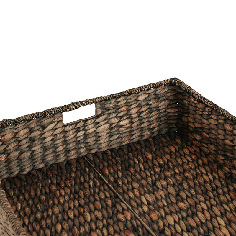 Holden 30" Classic Costal Hand-Woven Hyacinth Wicker Under Bed Storage Basket with Lid. image number 4