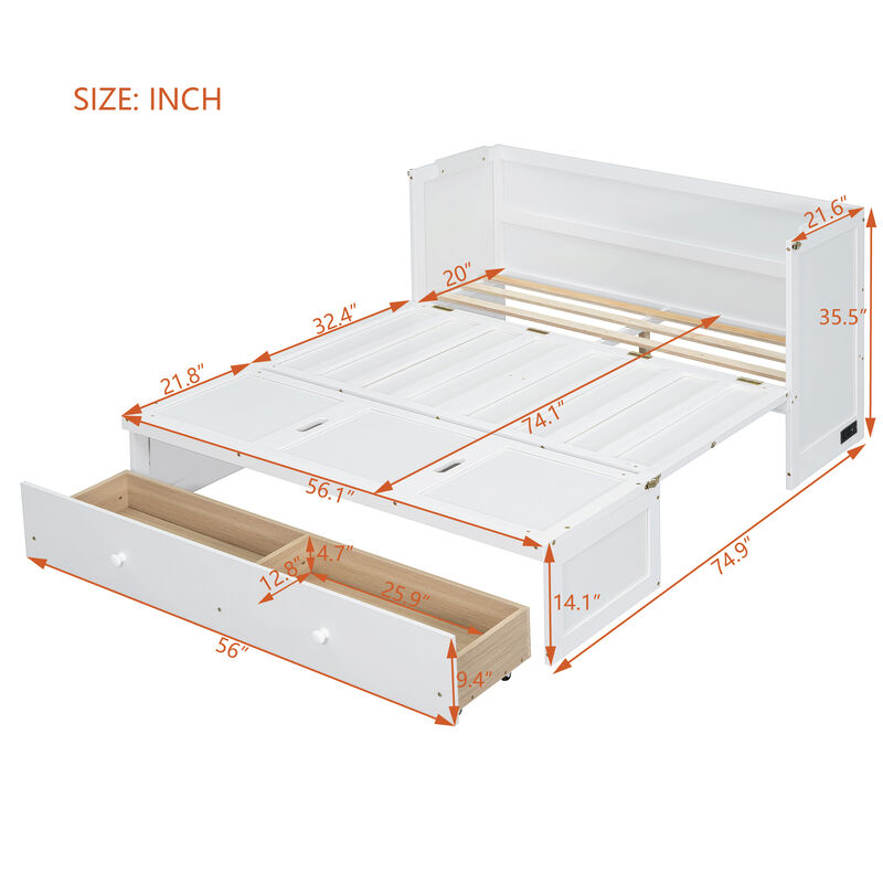 Merax Full Size Murphy Bed with USB Port and a Large Drawer image number 6