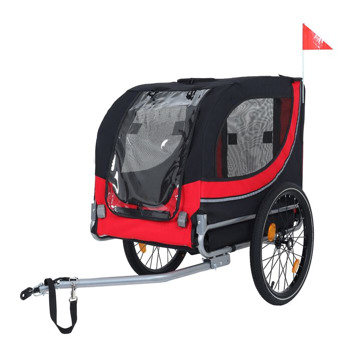66LB Capacity All-Terrain Folding Dog Bike Trailer-Steel Frame for Cycling & Camping