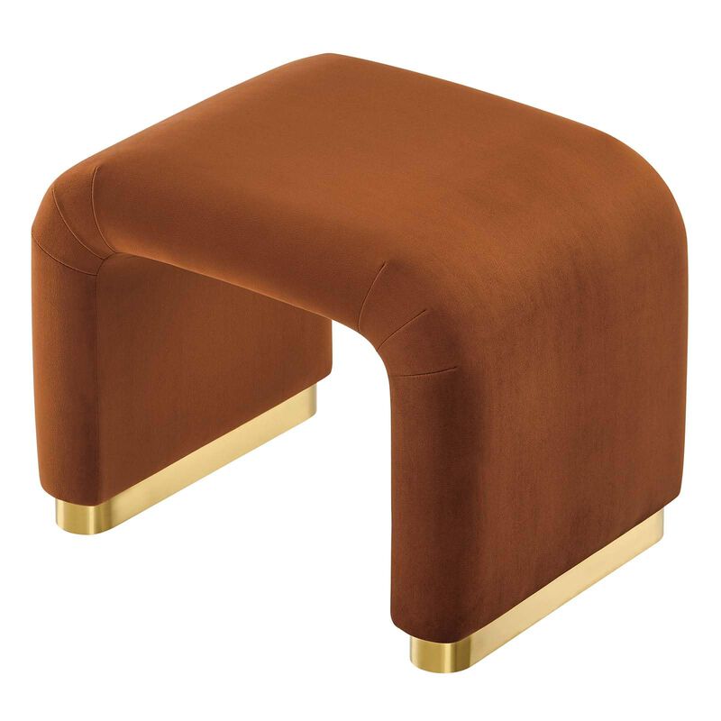 Modway Koda 24" Performance Velvet Upholstered Waterfall Stool or Side Table in Brass Rust, 24 Inches image number 3