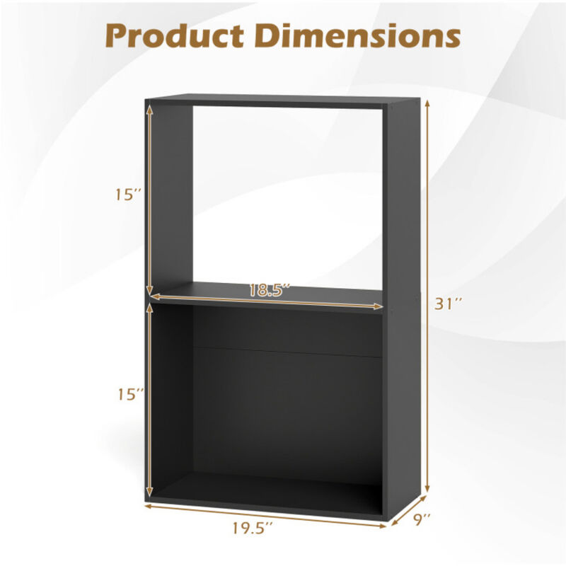 Freestanding 3-Tier Bookshelf with Open Storage Compartments image number 2