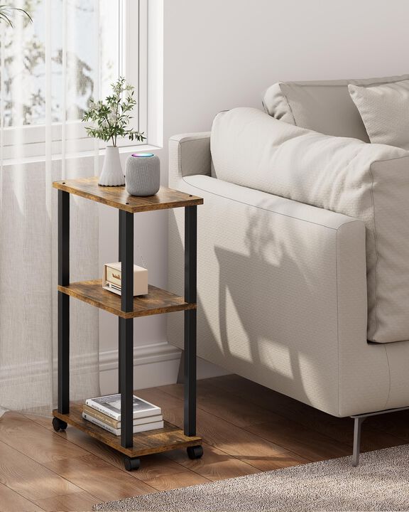 TUTOTAK Small Side Table, Narrow End Table, Bedside Table, Set of 2, Couch Side Table with Wheels for Living Room or Bedroom, Br