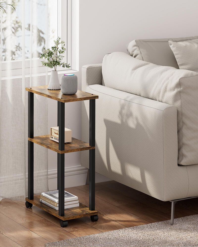 TUTOTAK Small Side Table, Narrow End Table, Bedside Table, Set of 2, Couch Side Table with Wheels for Living Room or Bedroom, Br