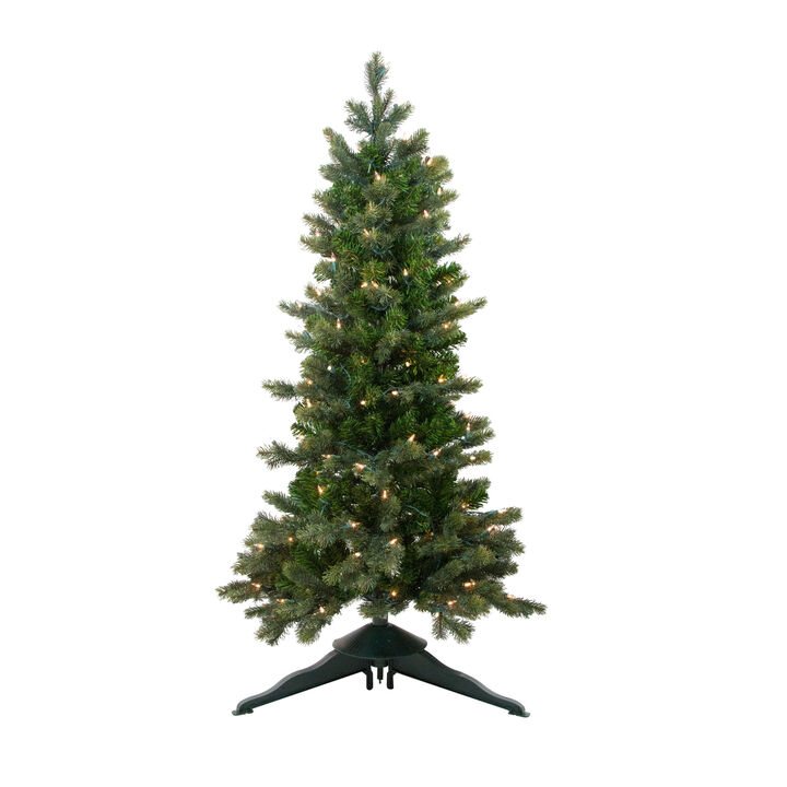 4' Pre-Lit Slim Savannah Spruce Slim Artificial Christmas Tree - Clear Lights