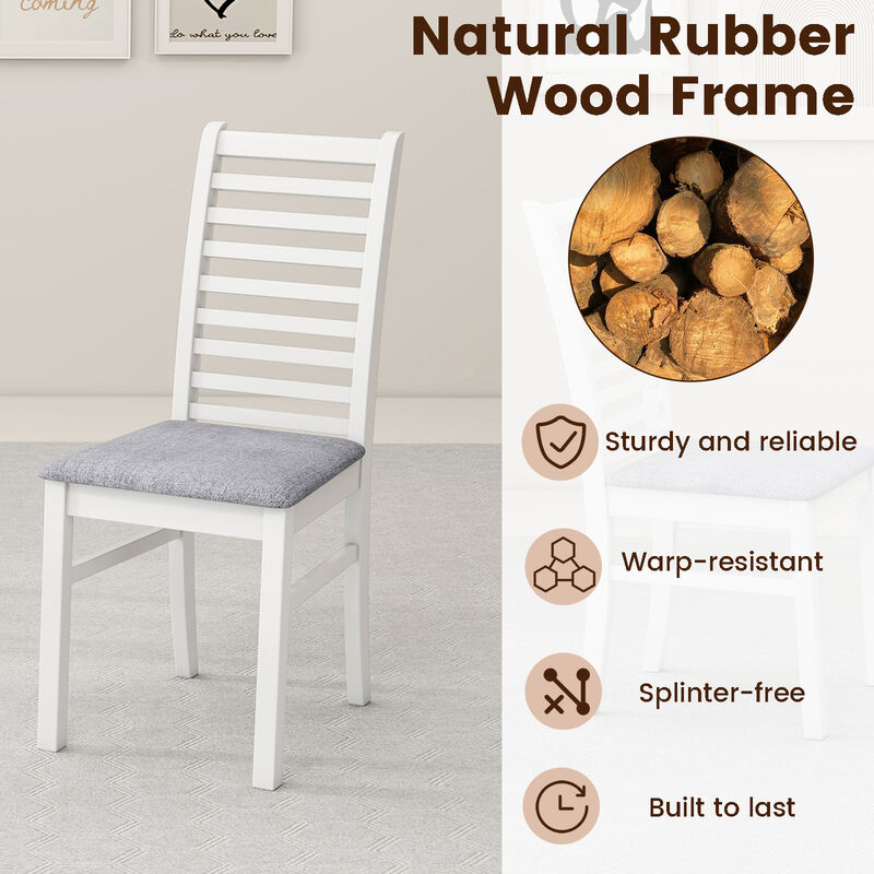Wooden Dining Chair Set of 2 with Solid Rubber Wood Legs for Living Room image number 6