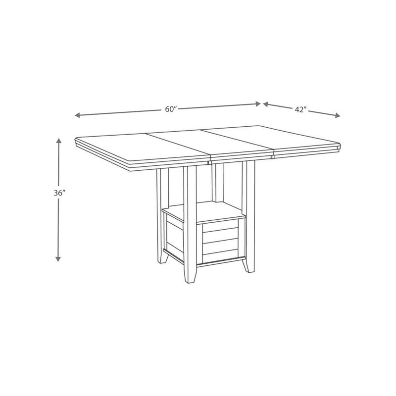 Hado Counter Height Table, 42-60 Inch Extendable Square, Dark Brown