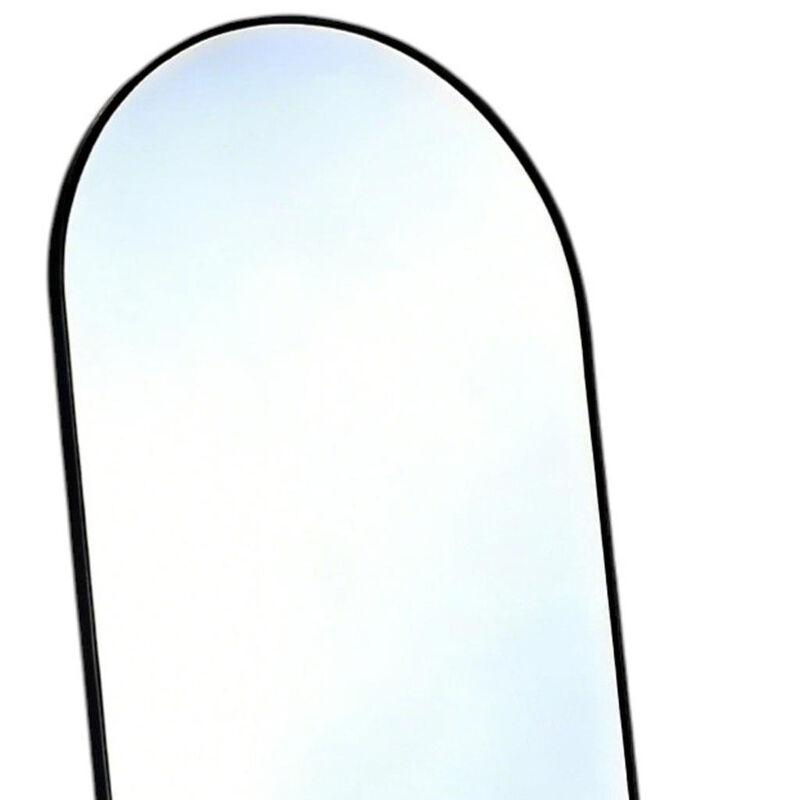 HomeRoots 57" Black Aluminum Arch Freestanding And Wall Mounted Framed Full Length Mirror image number 2
