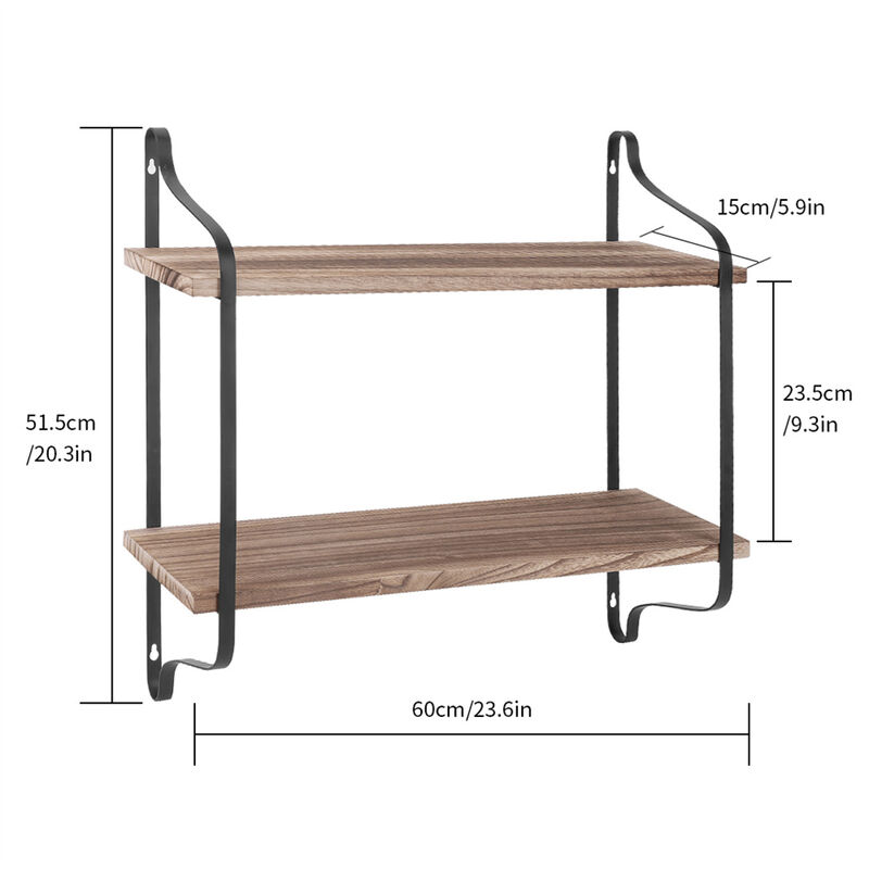 Large Rustic Industrial Pipe Wall Floating Shelf Wooden Storage Shelving Unit US image number 4