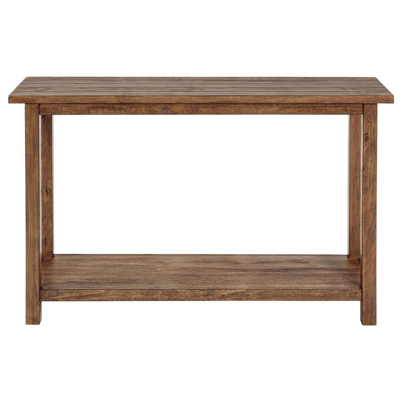 Ayne Console Table, 1 Shelf, Distressed Brown Wood Frame, 47 Inch