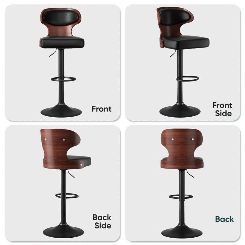 Modern Rustic Dual-Color Swivel Bar Stools Set of 2, Height Adjustable Counter Height Stools with Footrest, 360 Degree Commercial Kitchen Chairs for Home, Hotel image number 1