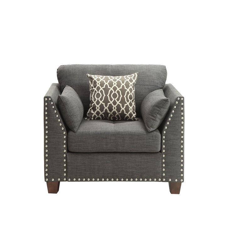 Laurissa Chair & 3 Pillows in Light Charcoal Linen
