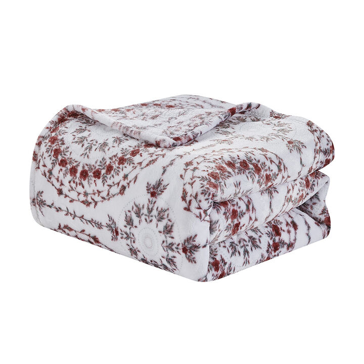 Plazatex Luxurious Ultra Soft Lightweight Yesenia Printed Bed Blanket Floral 90" x 90"
