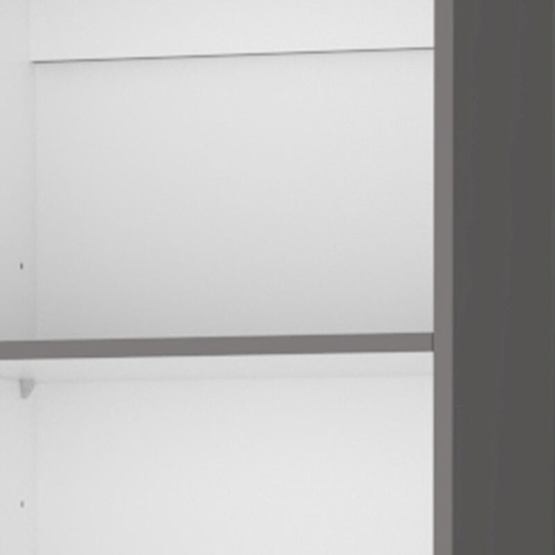 HomeRoots 71" Gray And White Wood Five Tier Bookcase image number 2