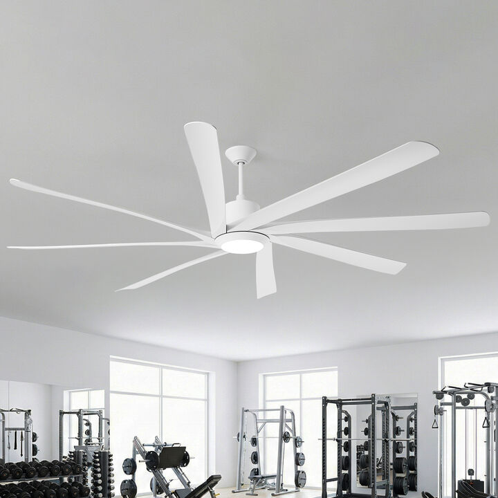 100" Modern Matte White Dimmable Reversible Aero Blade Ceiling Fan with Light and Remote