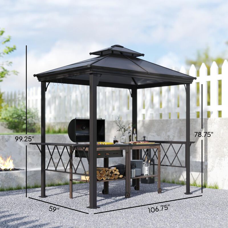 Hivvago Double Roof BBQ Pergola Canopy for Backyard image number 2