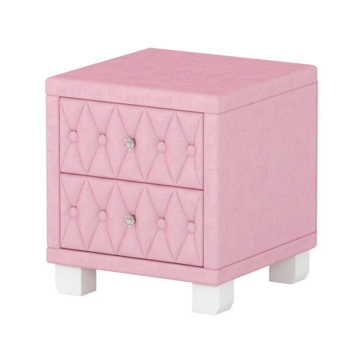 Worsal Button‑Tufted Velvet 2‑Drawer Nightstand