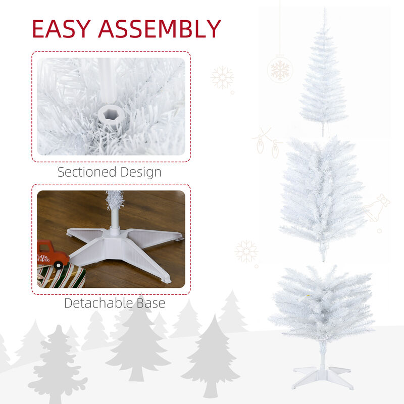 BreeBe 6ft Slim Artificial Christmas Tree with LED Lights image number 6