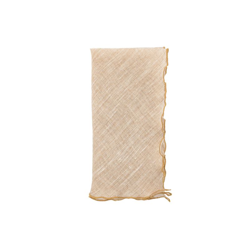 Gold Linen Napkins With Gold Ruffled Edges, Set of 4