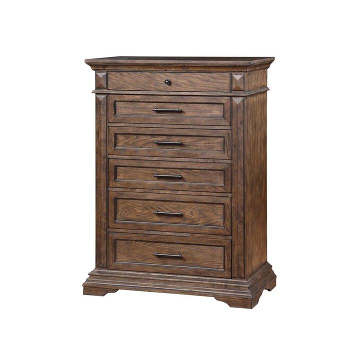 New Classic Furniture Furniture Mar Vista Solid Wood 6-Drawer Chest in Brushed Walnut