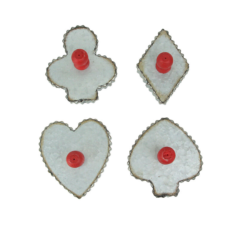 Set of 4 Galvanized Zinc Finish Playing Card Suit Cookie Cutter Wall Hooks image number 0