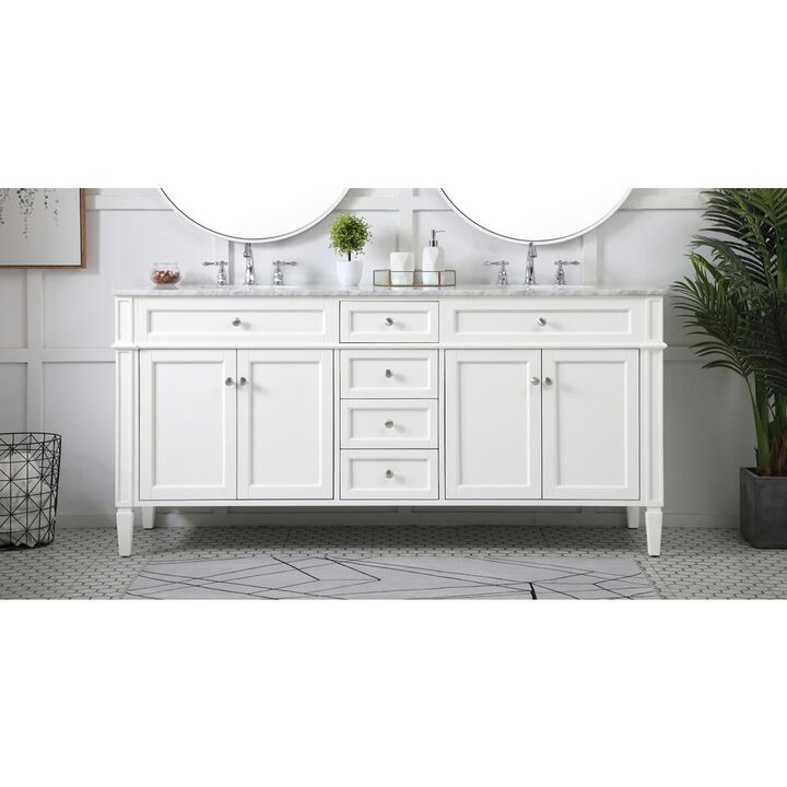 Elegant Kitchen and Bath 72 inch double bathroom vanity in white