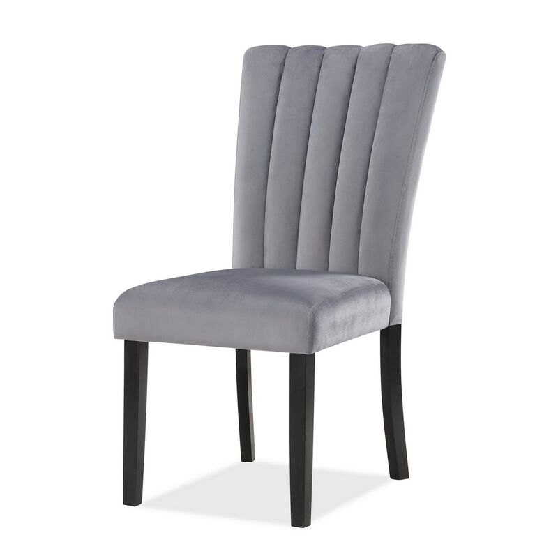 Marcus 20 Side Chair Set of 2, Fabric Upholstery, Cushioned, Black, Gray - Benzara